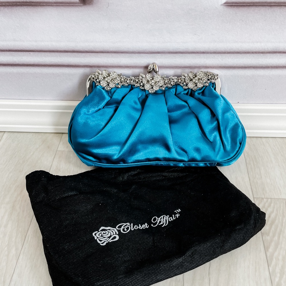 Blue Satin Clutch
